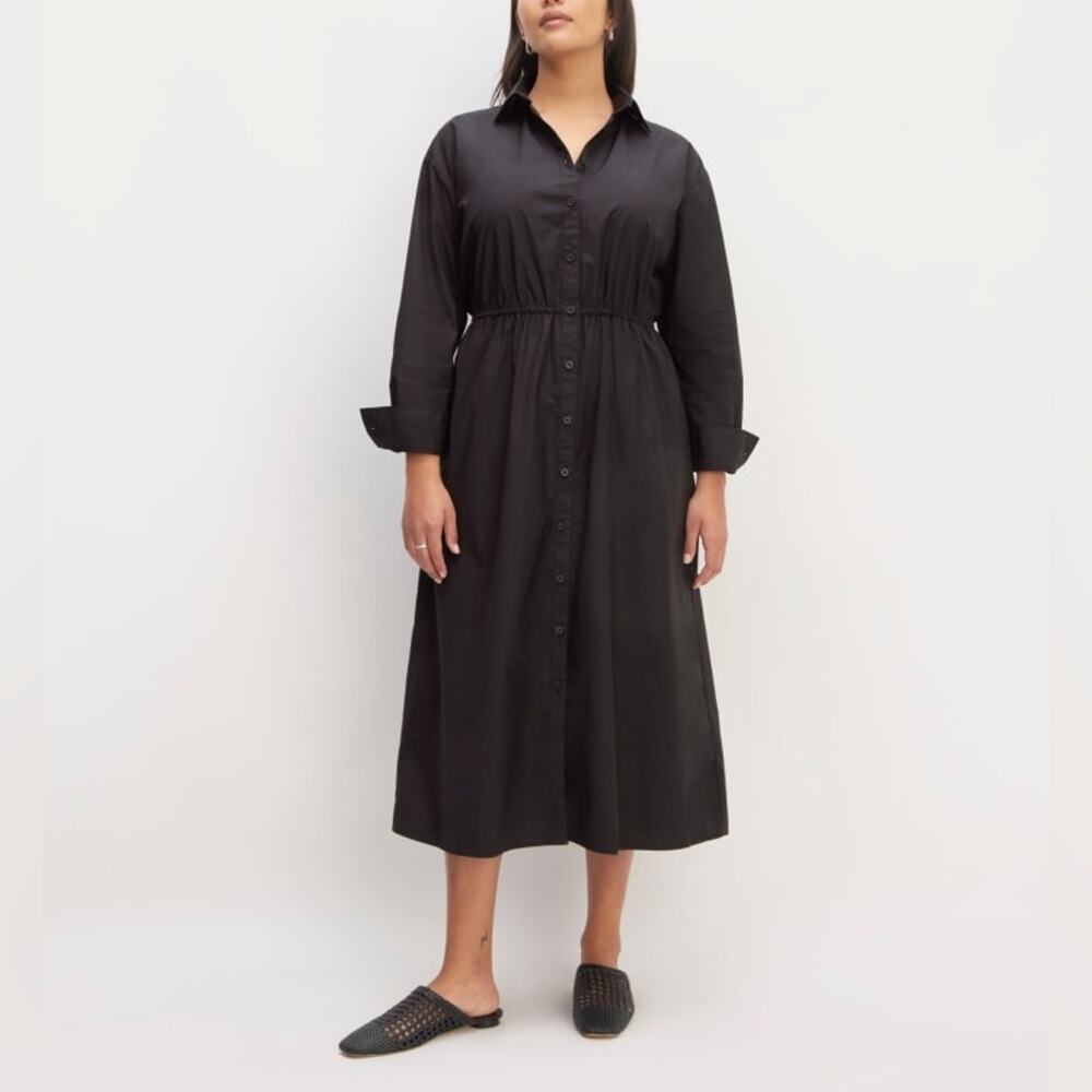 Everlane The Supima Cotton Shirt Dress in black Size XS NWOT